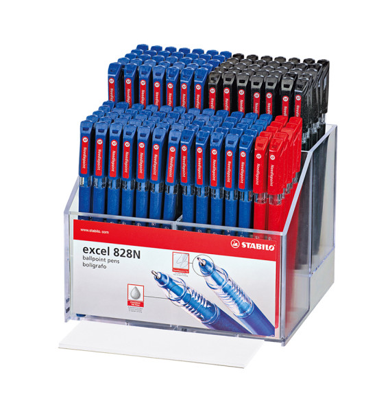 Bolígrafo, Excel 828, Punta Fina 0.38 mm, cuerpo opaco, Exh x 180 Unds. 6 Colores Surtidos